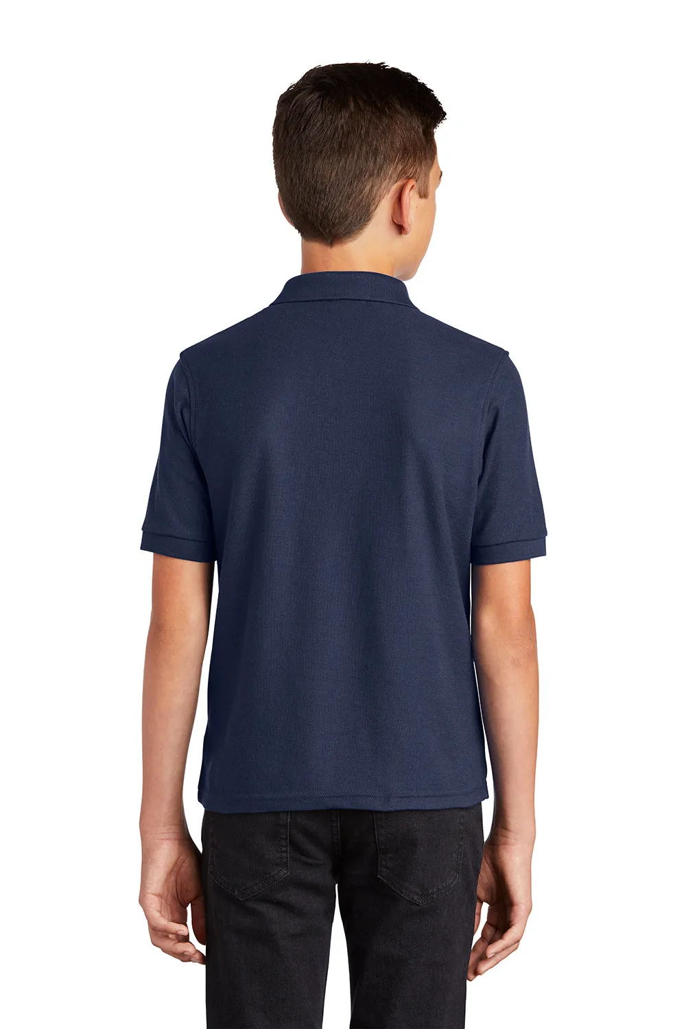 Port Authority Youth Silk Touch Wrinkle Resistant Short Sleeve Polo Shirt - Navy Blue