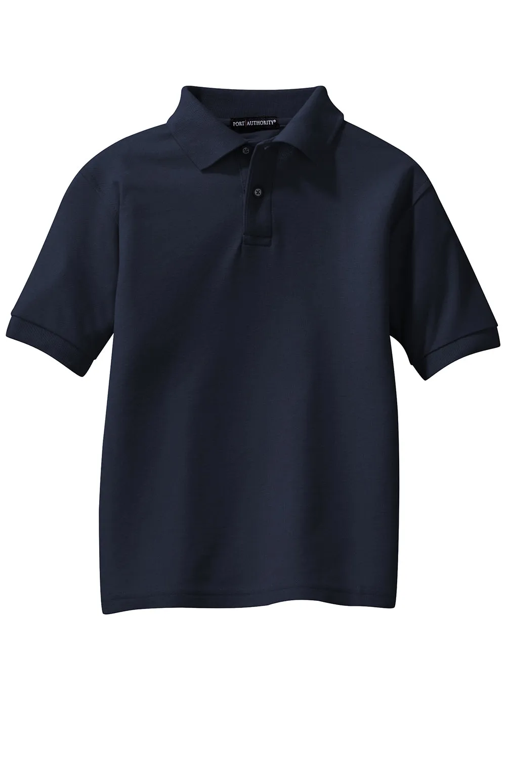 Port Authority Youth Silk Touch Wrinkle Resistant Short Sleeve Polo Shirt - Navy Blue