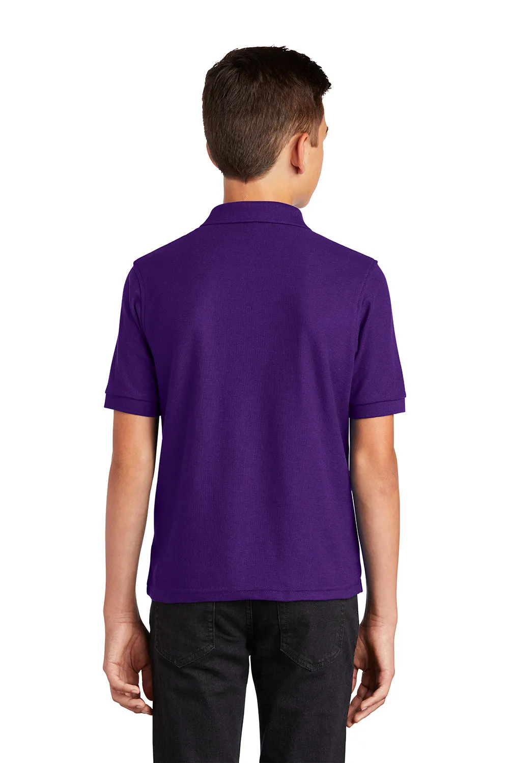 Port Authority Youth Silk Touch Wrinkle Resistant Short Sleeve Polo Shirt - Purple