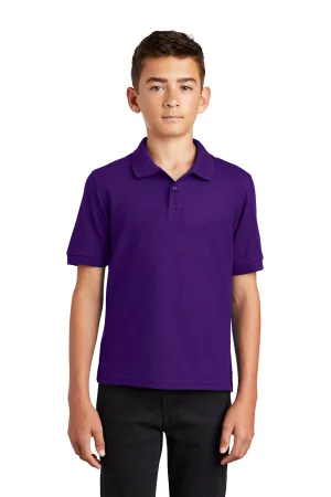 Port Authority Youth Silk Touch Wrinkle Resistant Short Sleeve Polo Shirt - Purple