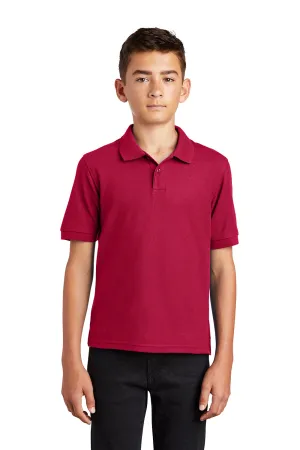 Port Authority Youth Silk Touch Wrinkle Resistant Short Sleeve Polo Shirt - Red
