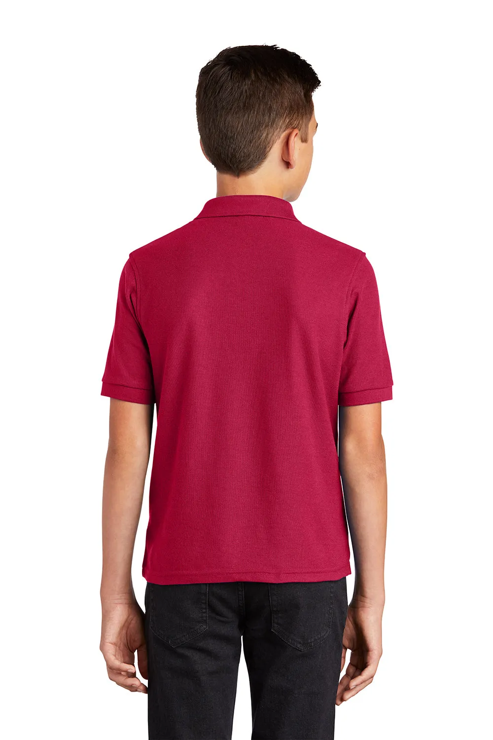 Port Authority Youth Silk Touch Wrinkle Resistant Short Sleeve Polo Shirt - Red