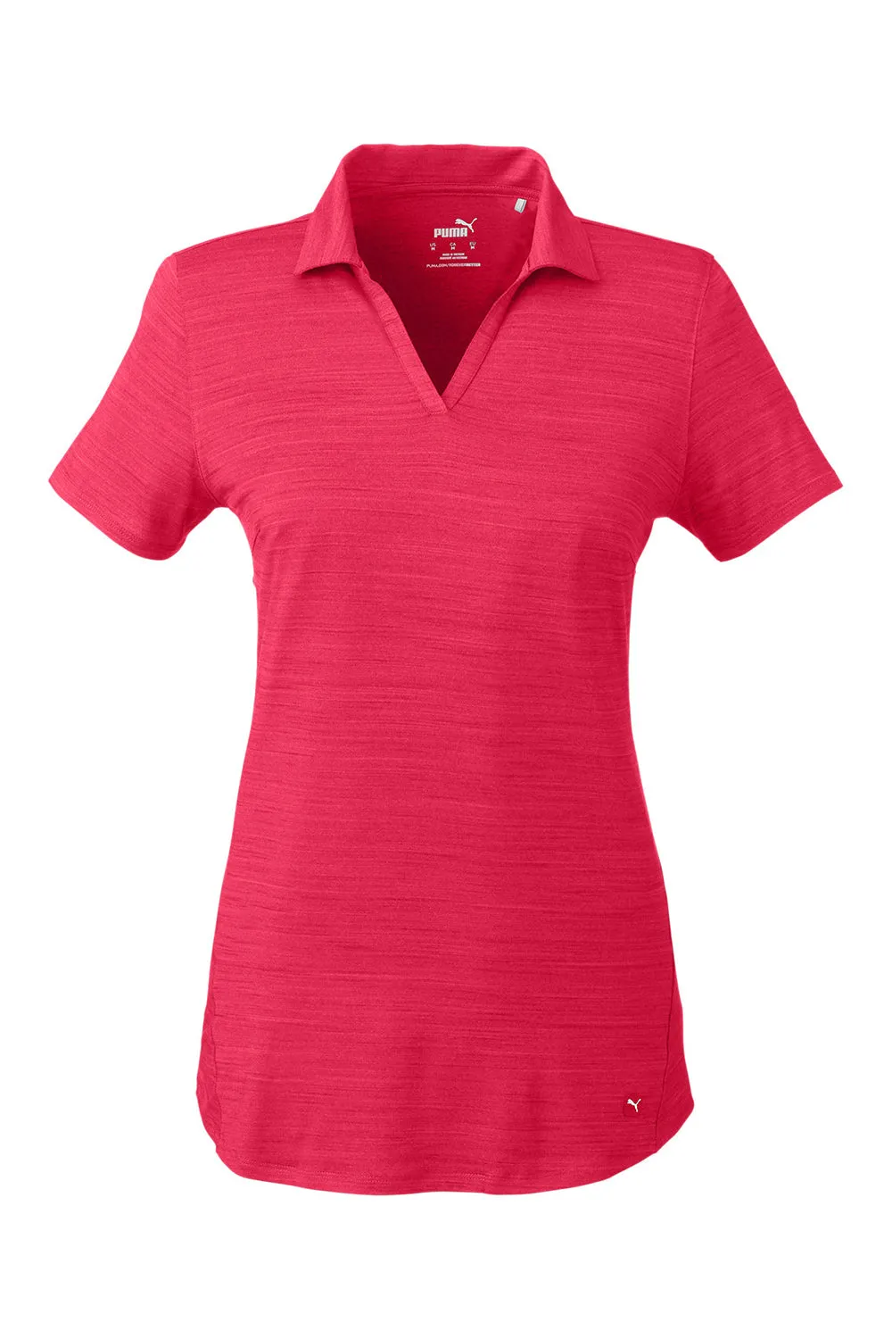 Puma Womens Cloudspun Free Moisture Wicking Short Sleeve Polo Shirt - Heather Teaberry Red