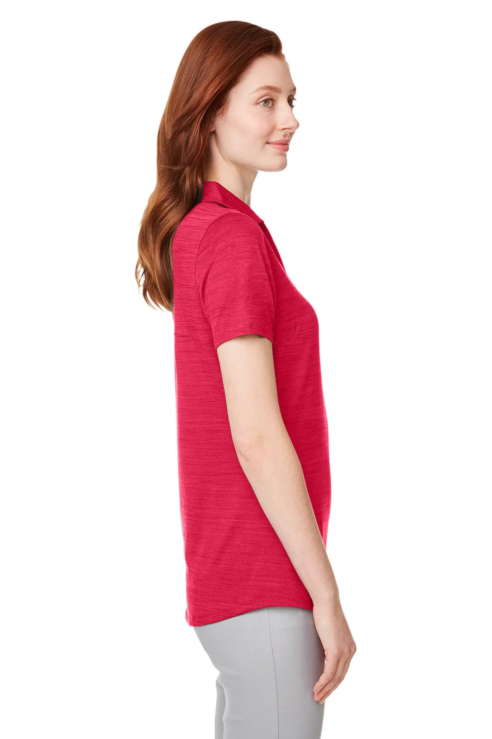 Puma Womens Cloudspun Free Moisture Wicking Short Sleeve Polo Shirt - Heather Teaberry Red