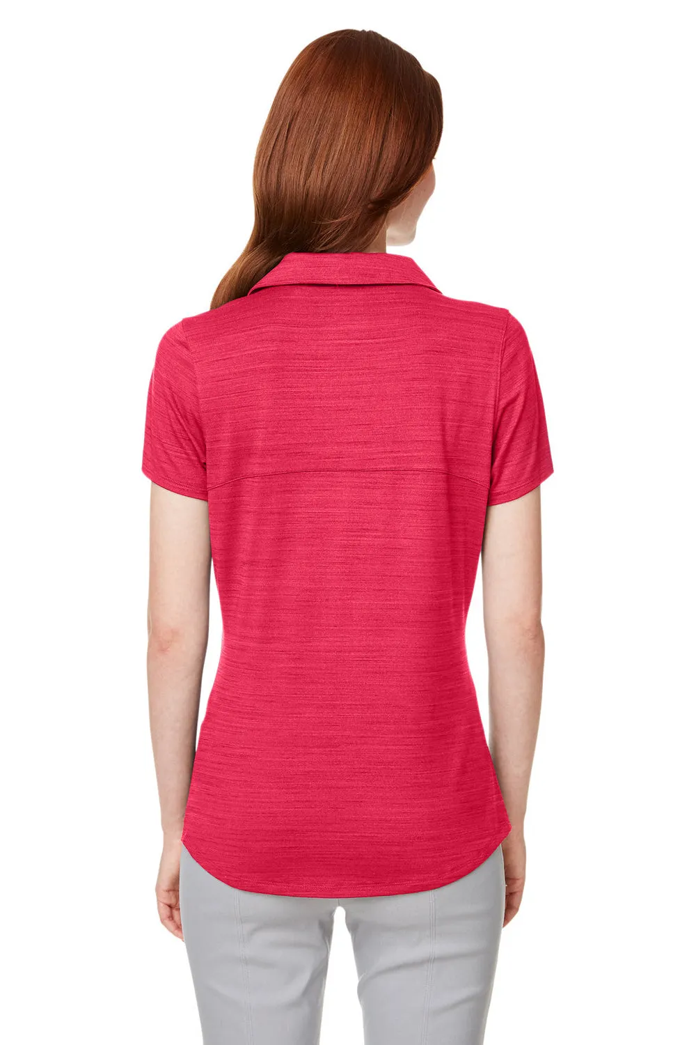 Puma Womens Cloudspun Free Moisture Wicking Short Sleeve Polo Shirt - Heather Teaberry Red