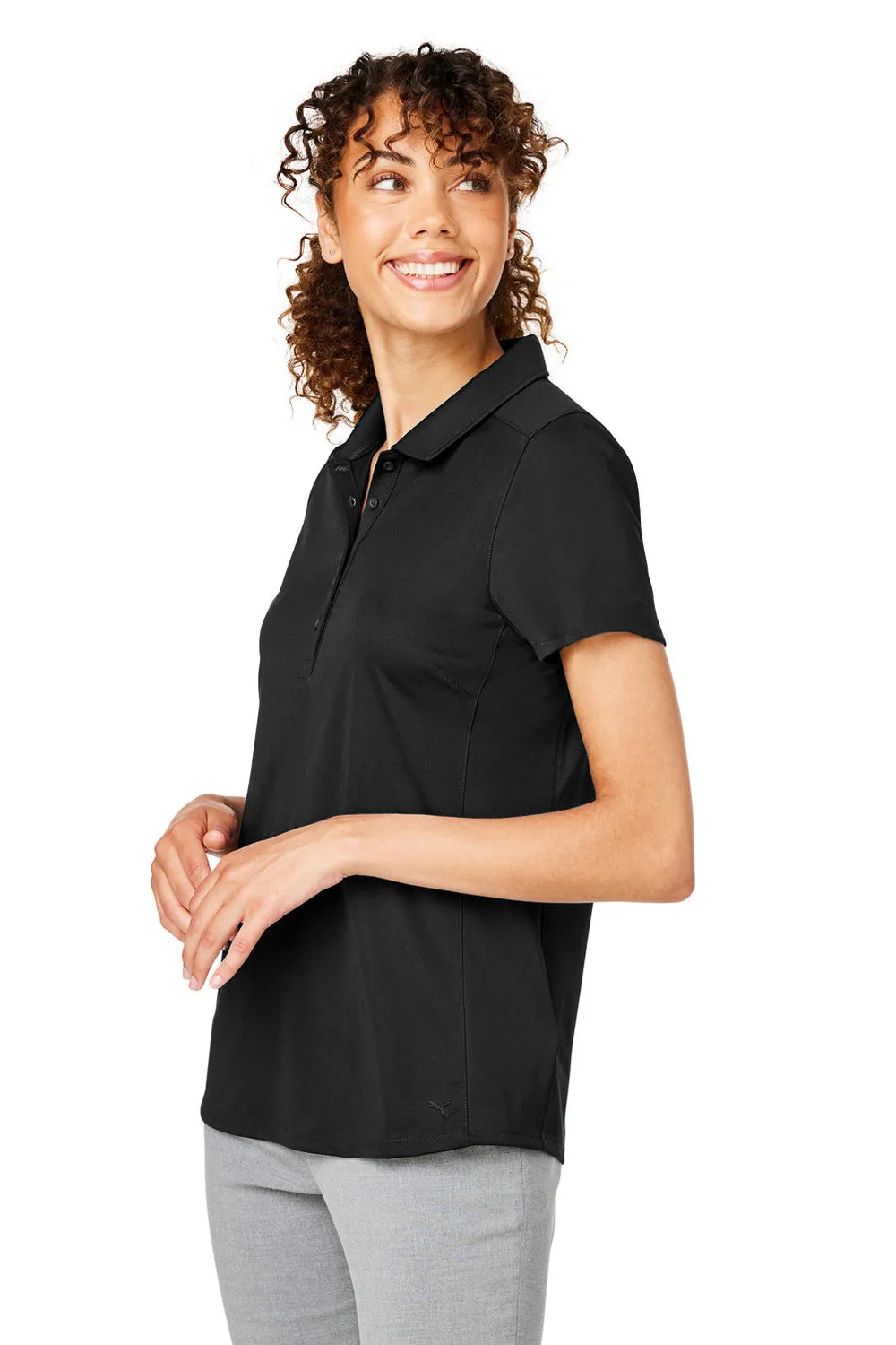 Puma Womens Gamer Moisture Wicking Short Sleeve Polo Shirt - Black - Closeout