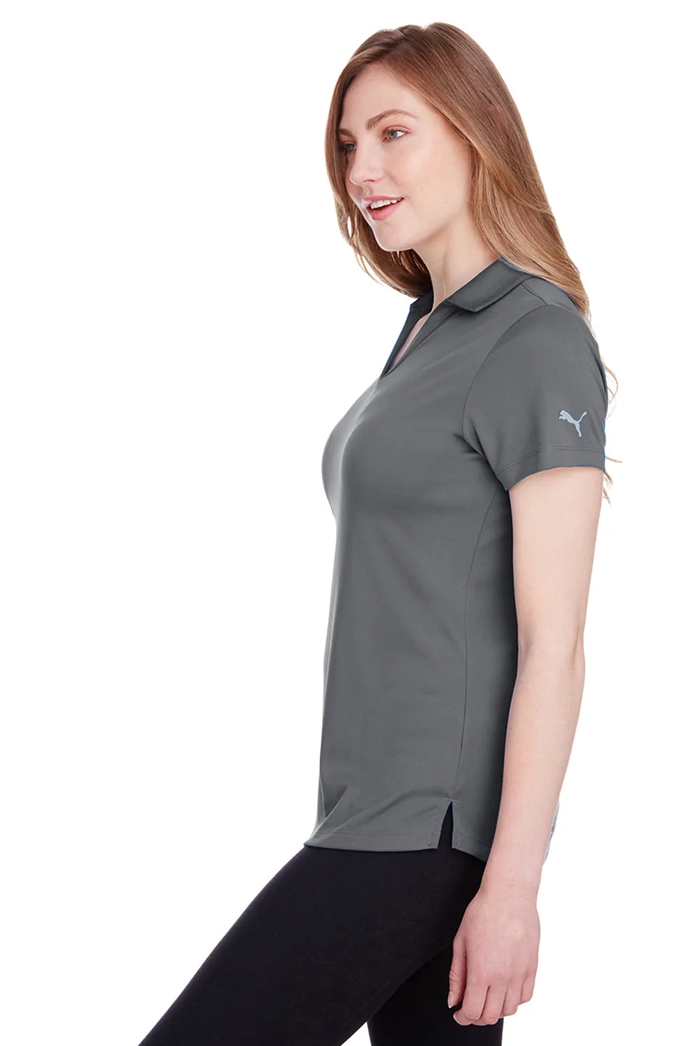 Puma Womens Icon Performance Moisture Wicking Short Sleeve Polo Shirt - Quiet Shade Grey