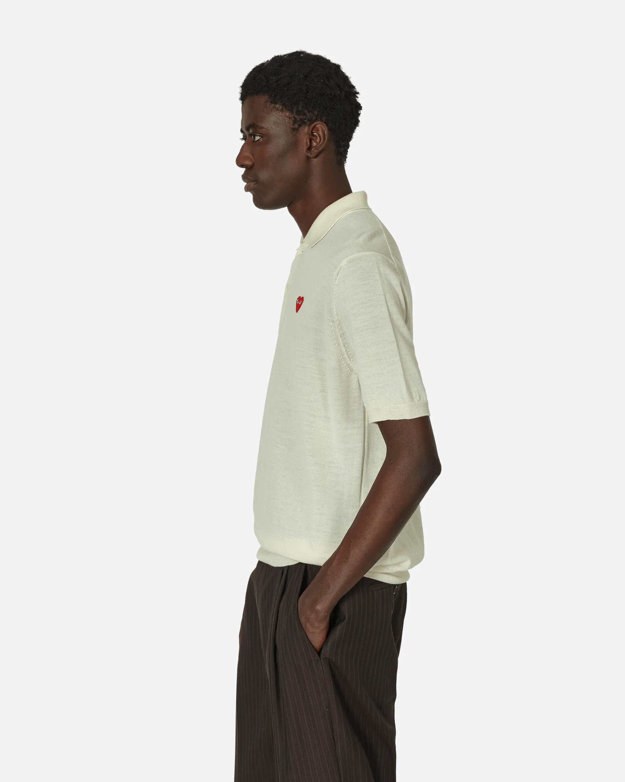 Red Heart Polo Sweater Off White