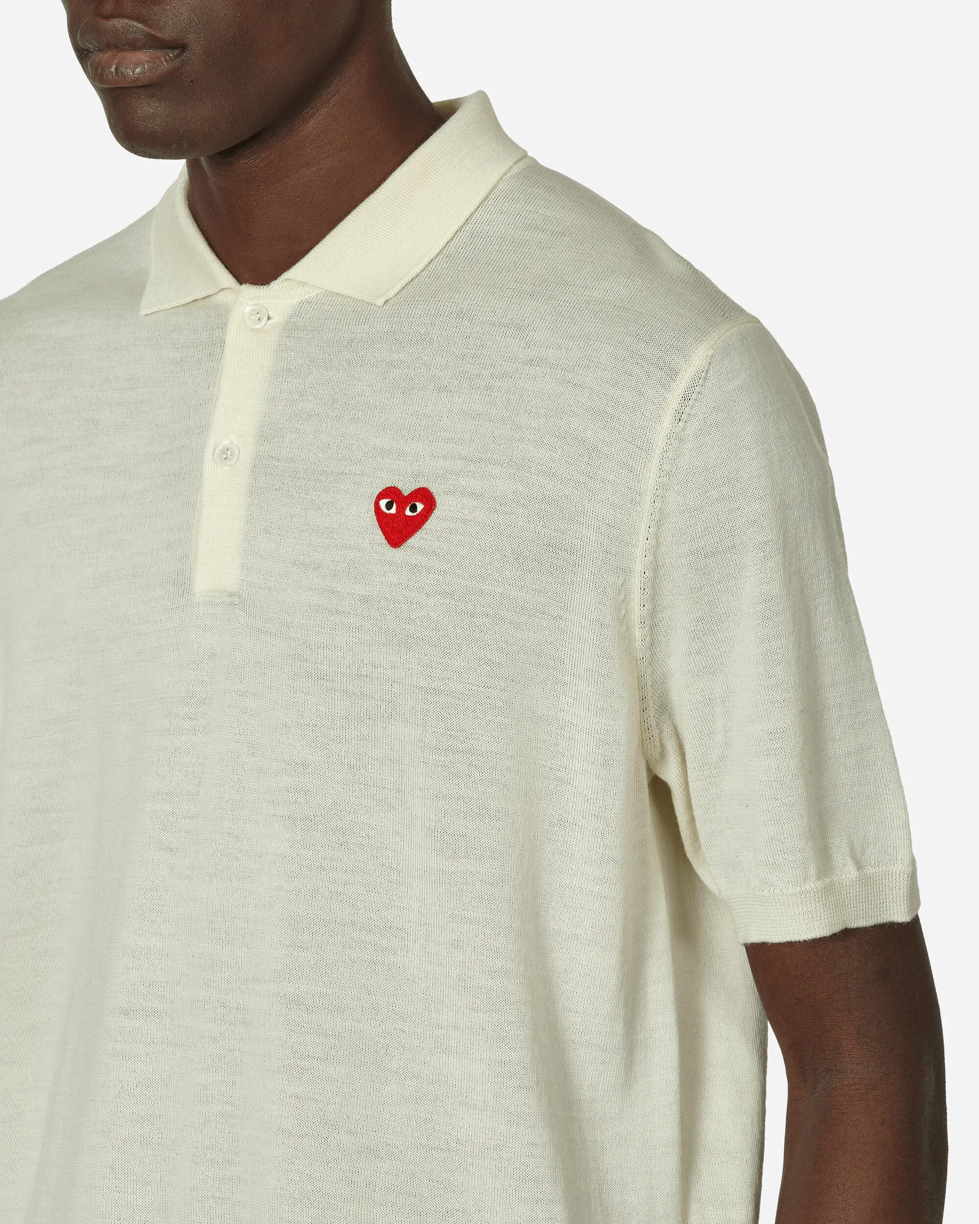 Red Heart Polo Sweater Off White