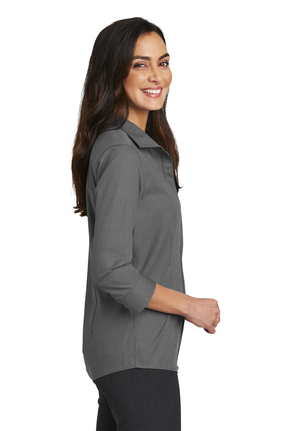 Red House Womens Nailhead Wrinkle Resistant 3/4 Sleeve Button Down Shirt - Black - Closeout