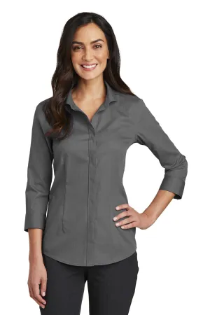 Red House Womens Nailhead Wrinkle Resistant 3/4 Sleeve Button Down Shirt - Black - Closeout