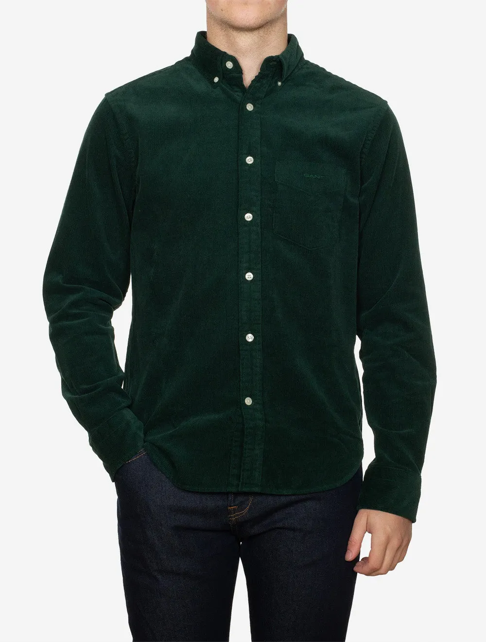 Regular Corduroy Shirt Tartan Green