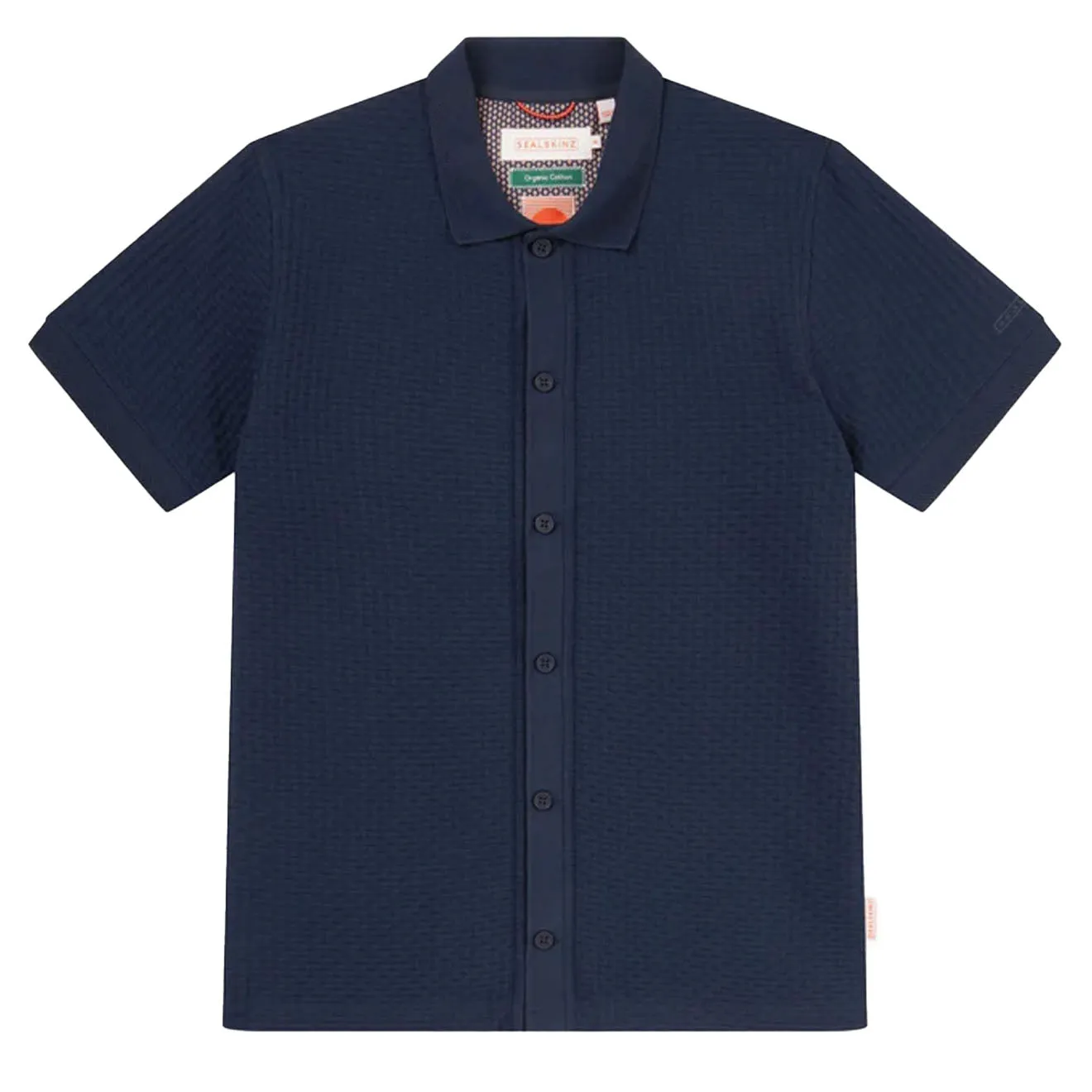 Sealskinz Stokesby SS Button Through Jacquard Polo Shirt Navy