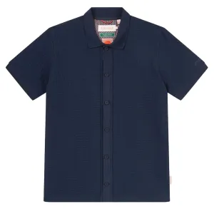 Sealskinz Stokesby SS Button Through Jacquard Polo Shirt Navy