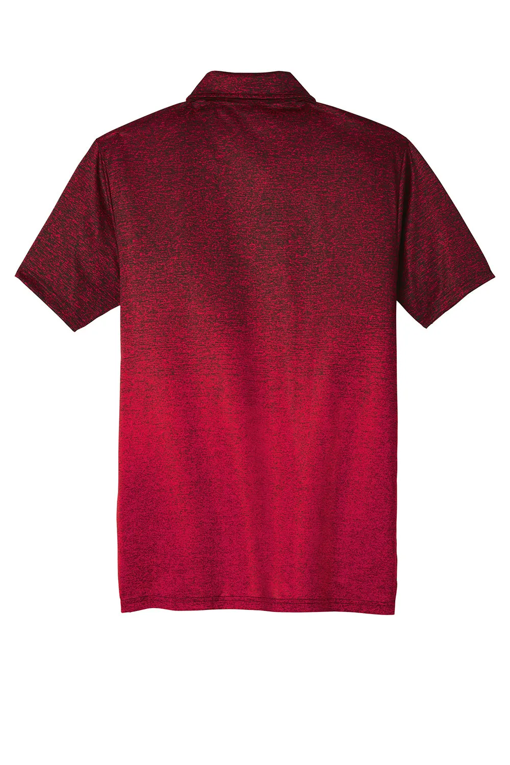 Sport-Tek Mens Ombre Heather Moisture Wicking Short Sleeve Polo Shirt - Deep Red/Black