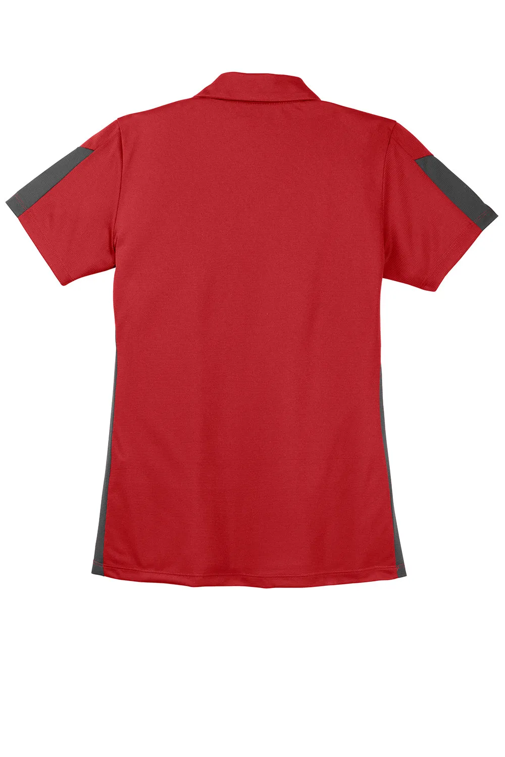 Sport-Tek Womens Active Mesh Moisture Wicking Short Sleeve Polo Shirt - True Red/Grey - Closeout