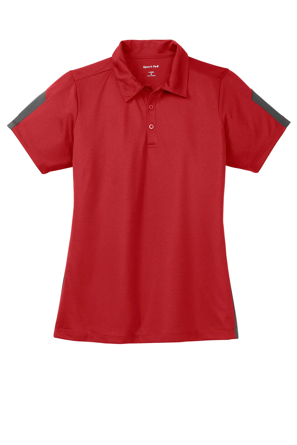 Sport-Tek Womens Active Mesh Moisture Wicking Short Sleeve Polo Shirt - True Red/Grey - Closeout