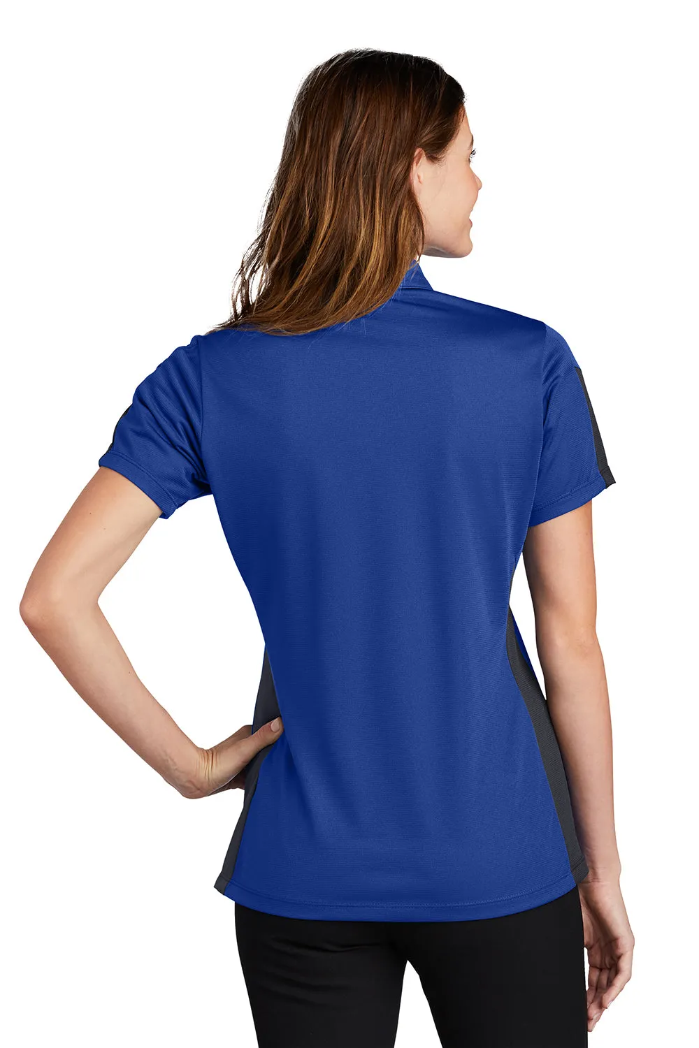 Sport-Tek Womens Active Mesh Moisture Wicking Short Sleeve Polo Shirt - True Royal Blue/Grey - Closeout