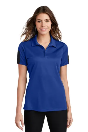 Sport-Tek Womens Active Mesh Moisture Wicking Short Sleeve Polo Shirt - True Royal Blue/Grey - Closeout
