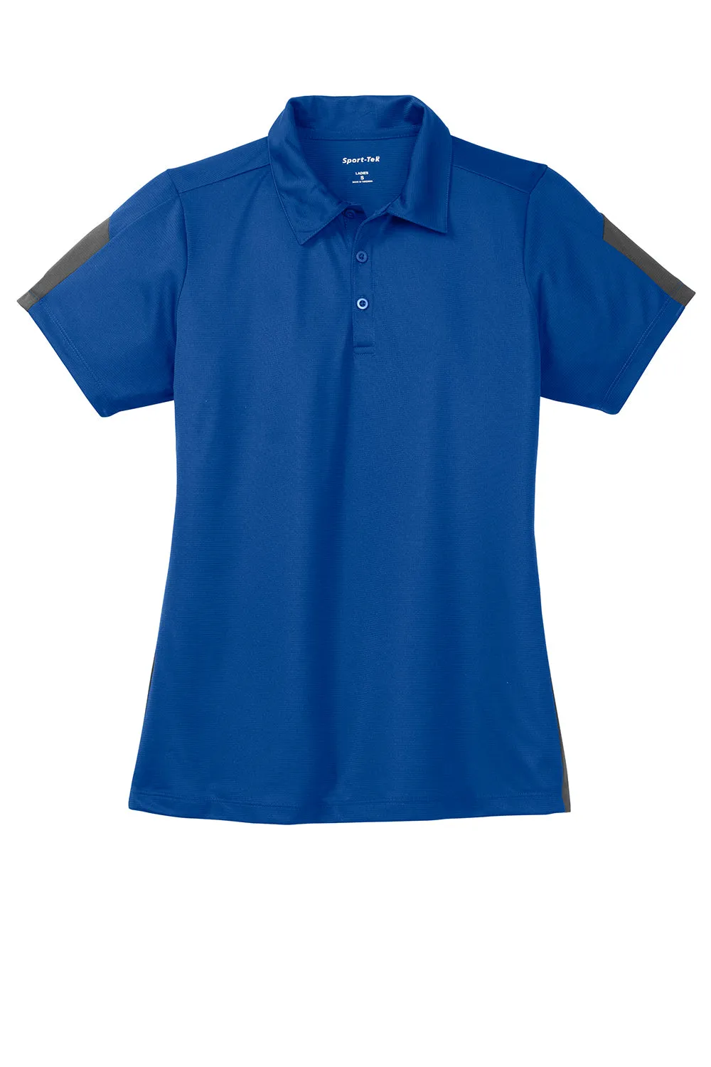 Sport-Tek Womens Active Mesh Moisture Wicking Short Sleeve Polo Shirt - True Royal Blue/Grey - Closeout