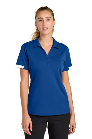 Sport-Tek Womens Club Colorblock Moisture Wicking Short Sleeve Polo Shirt - True Royal Blue/White