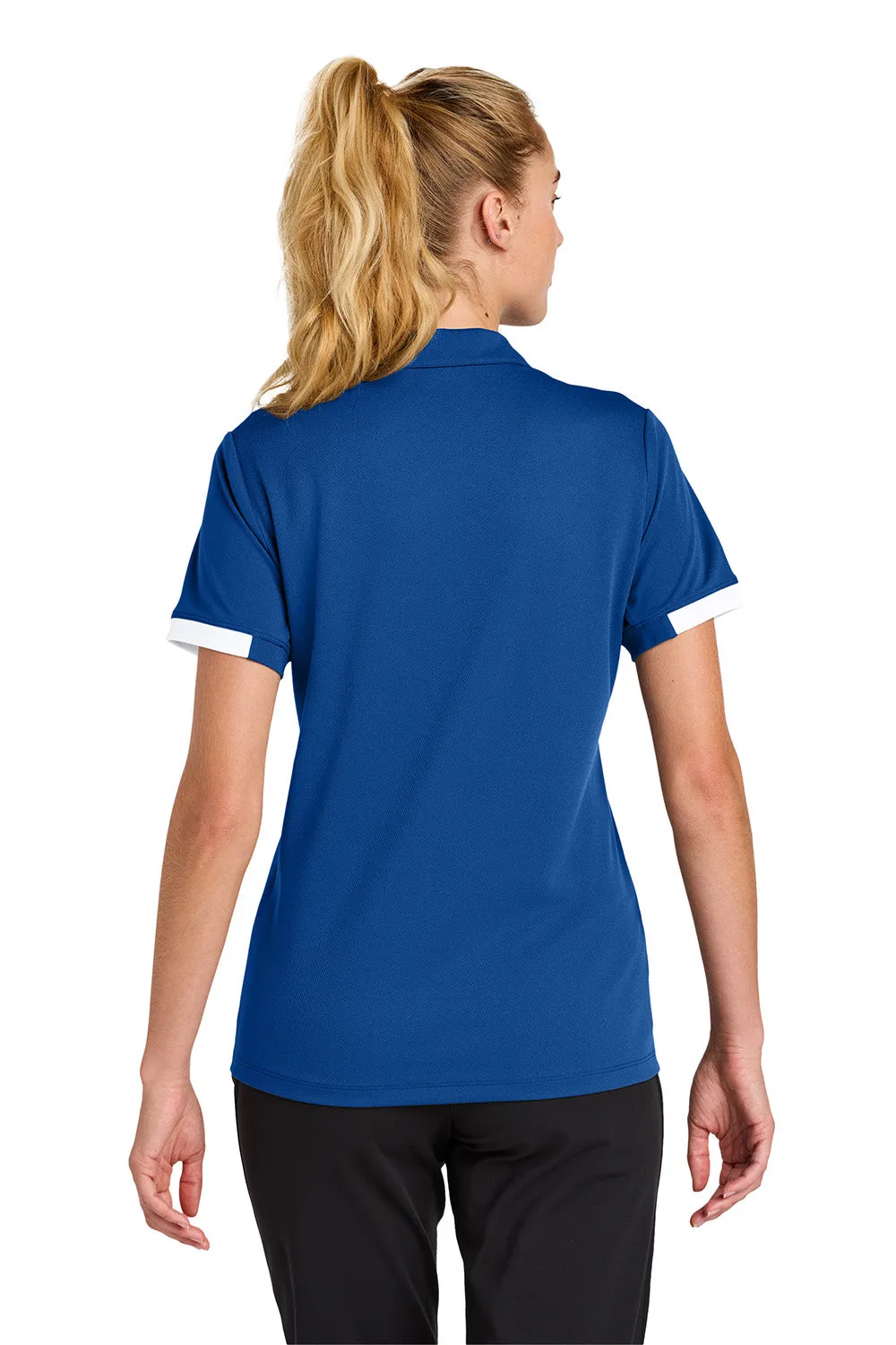 Sport-Tek Womens Club Colorblock Moisture Wicking Short Sleeve Polo Shirt - True Royal Blue/White
