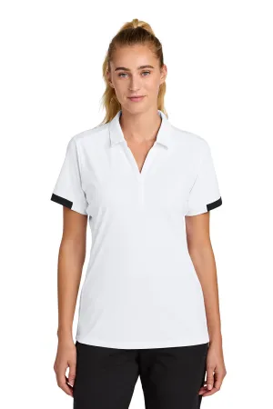 Sport-Tek Womens Club Colorblock Moisture Wicking Short Sleeve Polo Shirt - White/Black