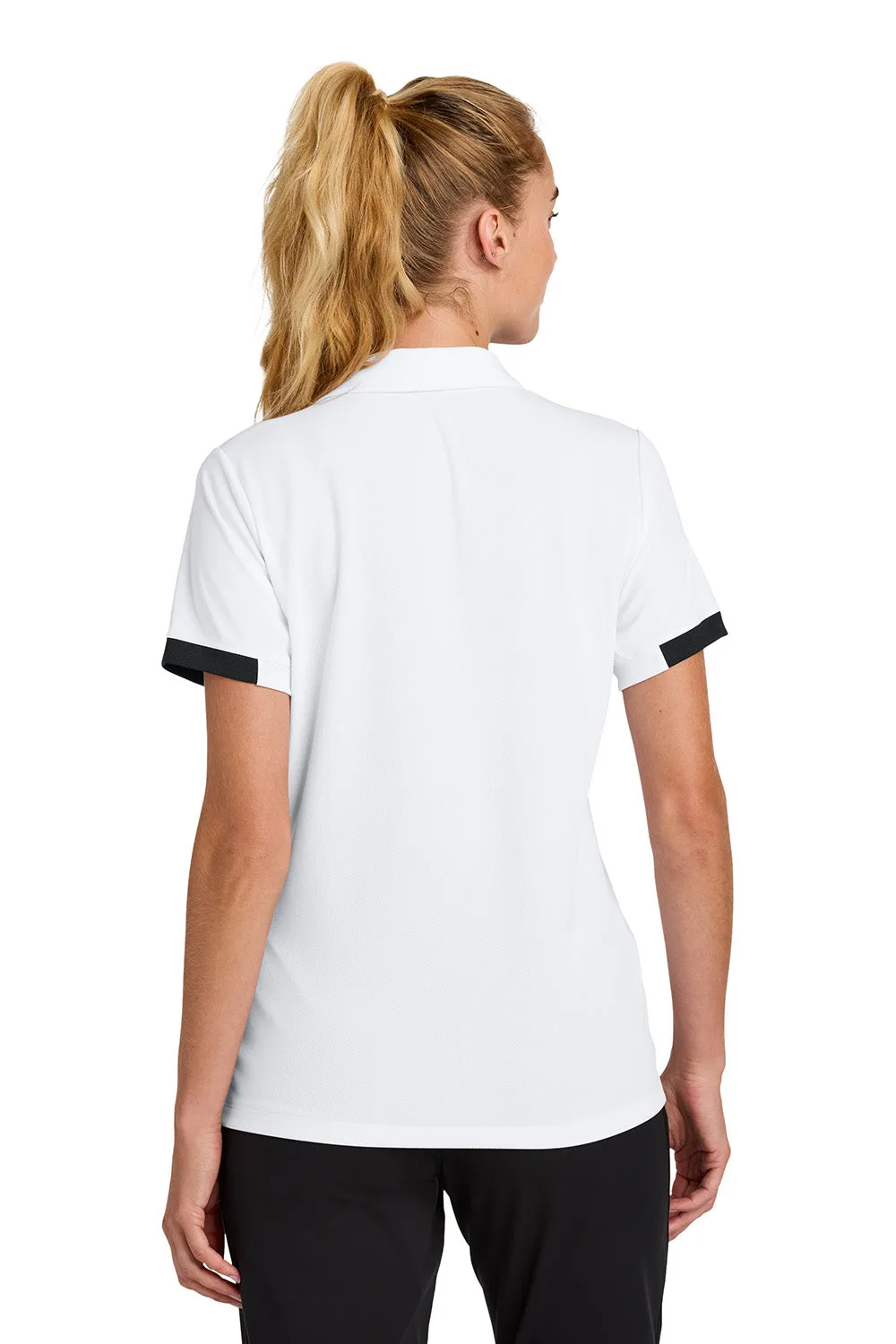 Sport-Tek Womens Club Colorblock Moisture Wicking Short Sleeve Polo Shirt - White/Black