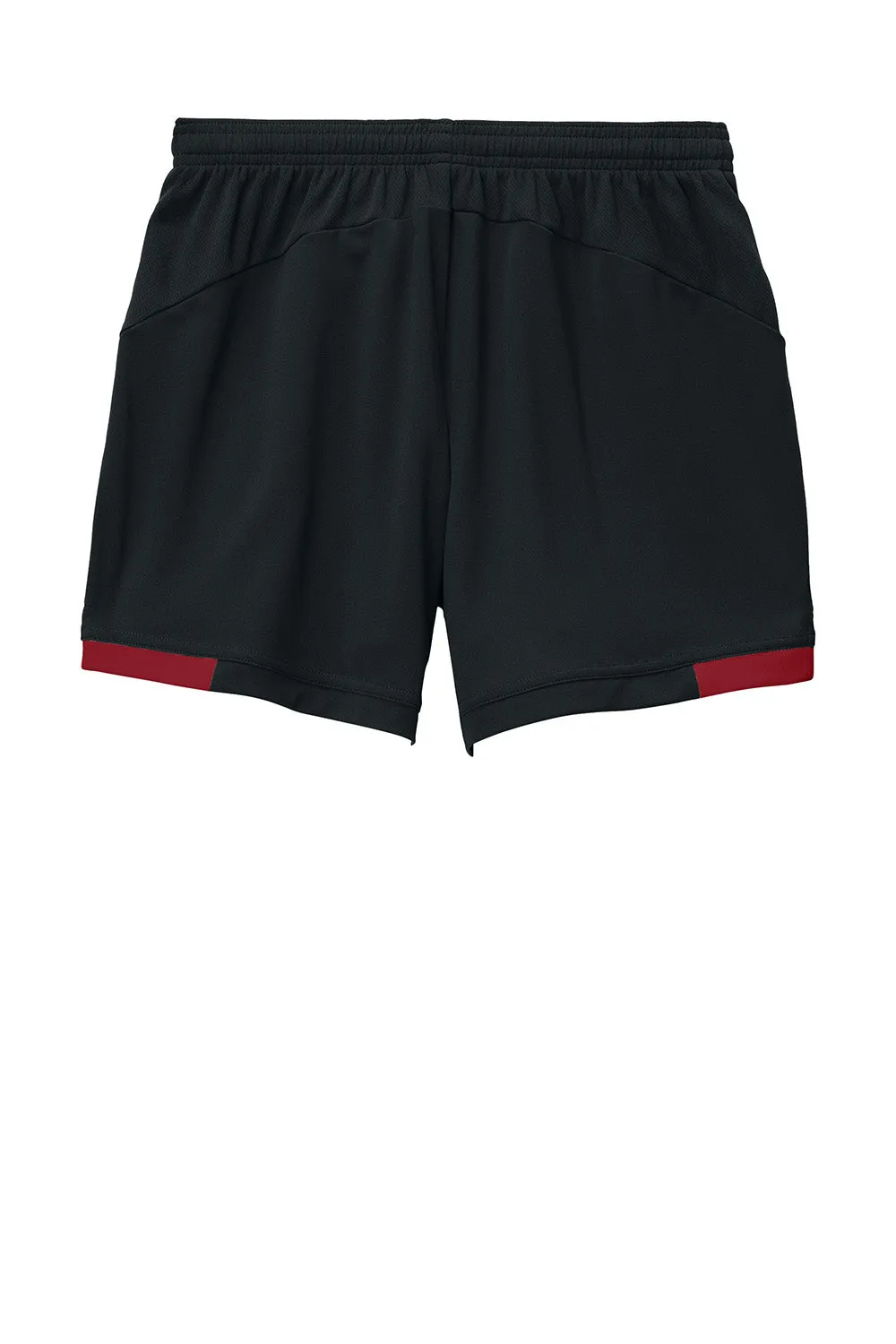 Sport-Tek Womens Club Moisture Wicking Shorts - Black/Deep Red