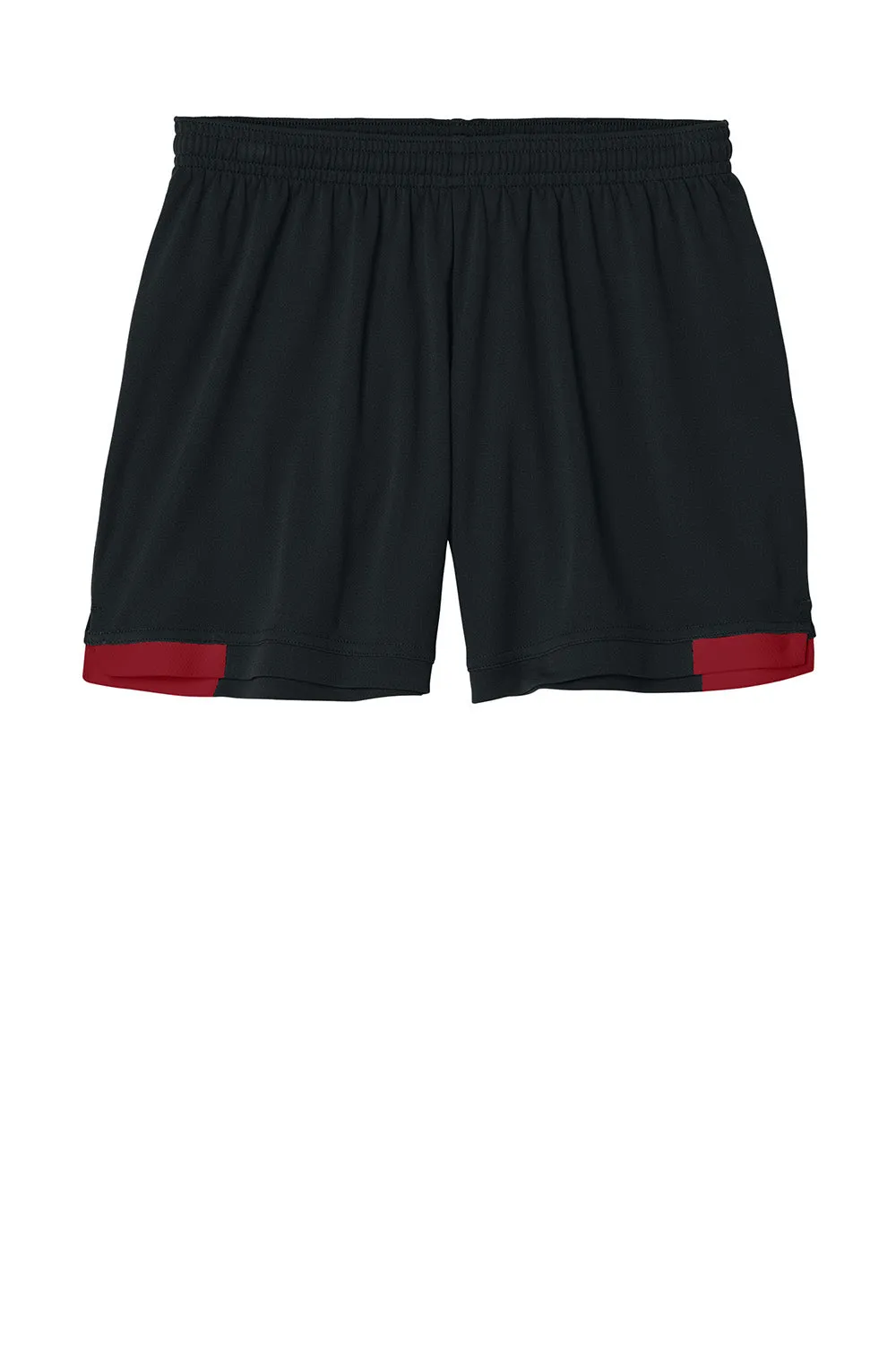 Sport-Tek Womens Club Moisture Wicking Shorts - Black/Deep Red