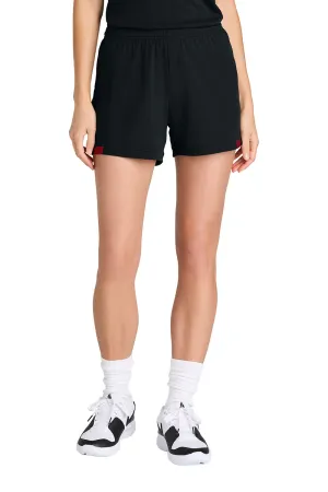 Sport-Tek Womens Club Moisture Wicking Shorts - Black/Deep Red