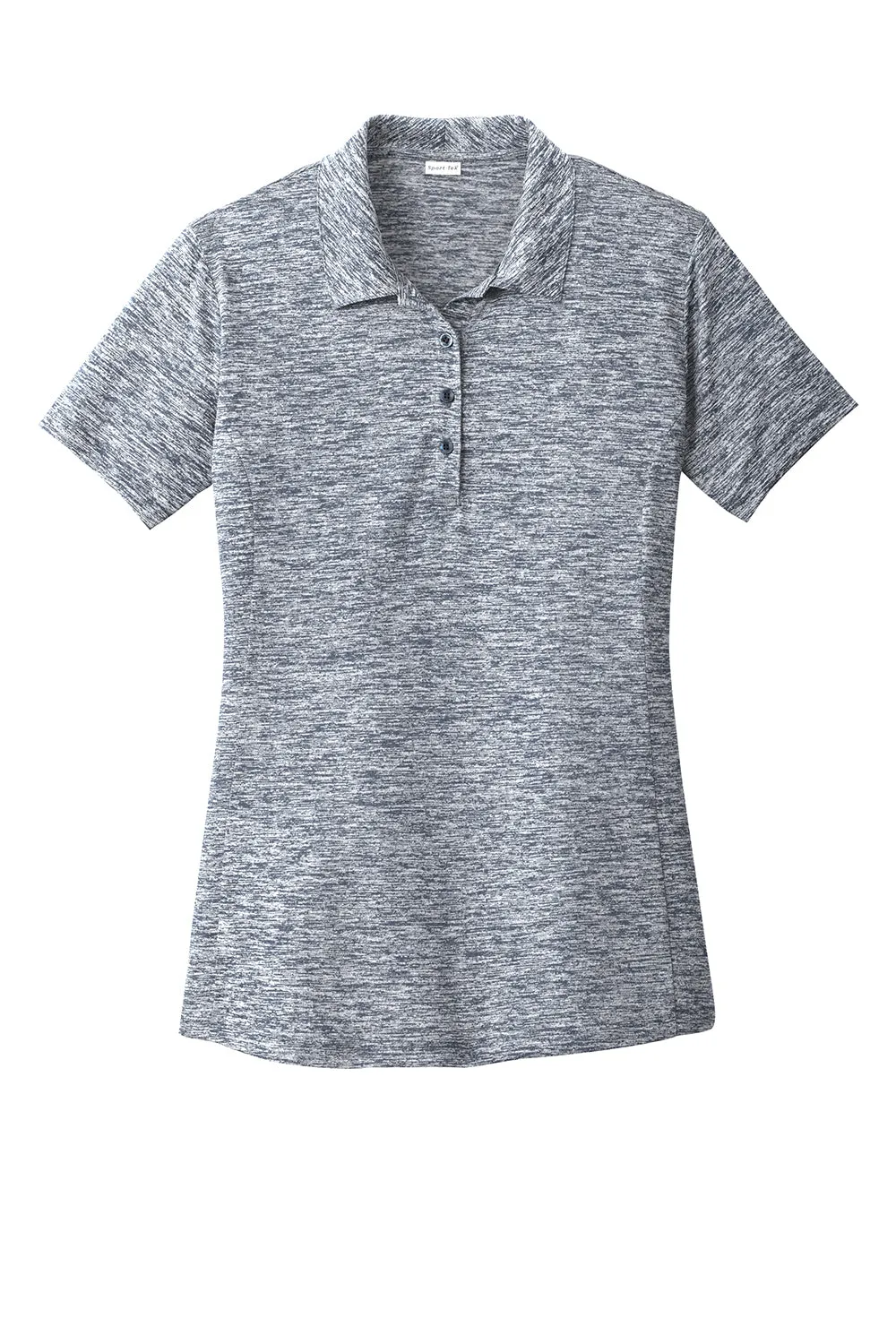 Sport-Tek Womens Electric Heather Moisture Wicking Short Sleeve Polo Shirt - True Navy Blue Electric