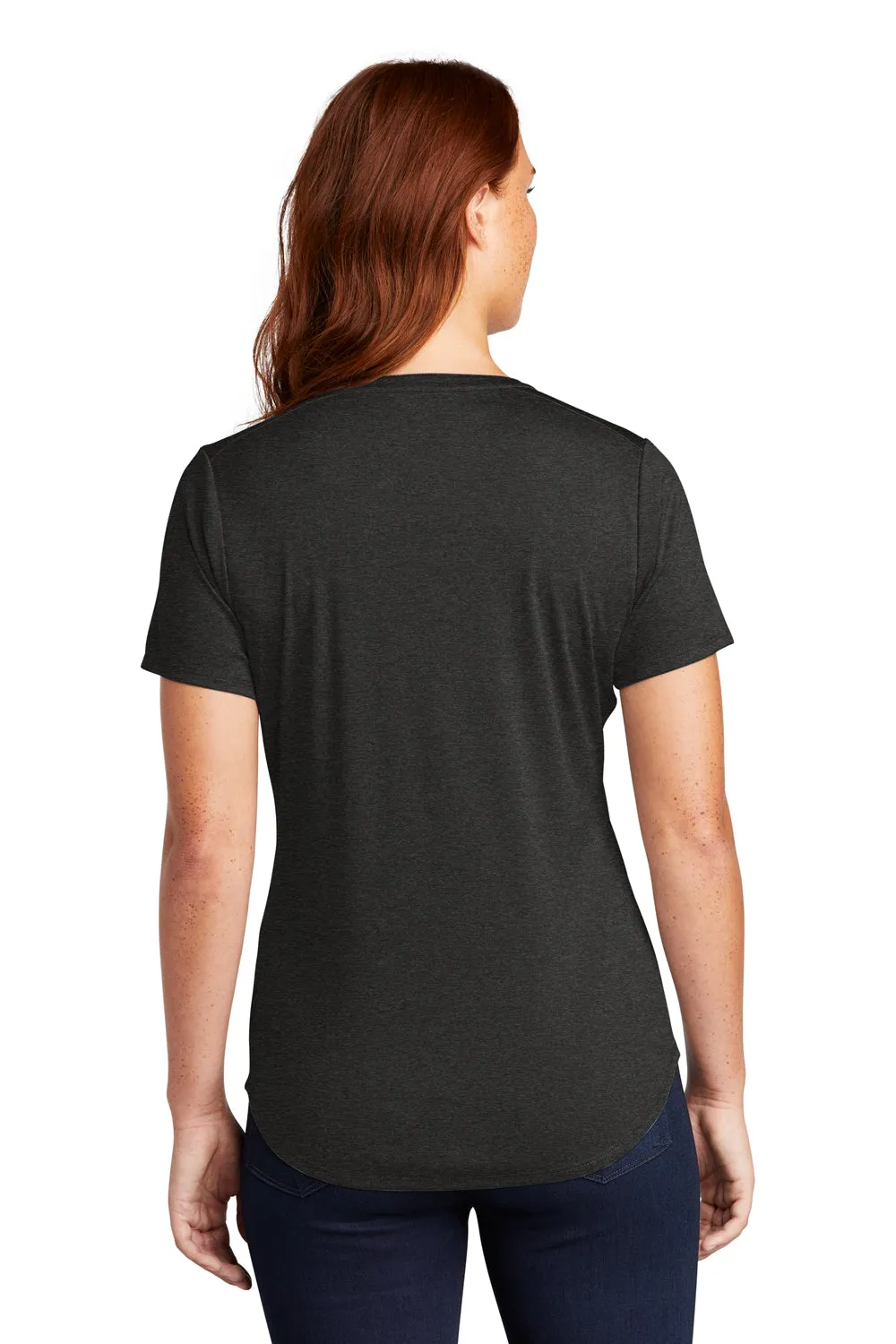 Sport-Tek Womens Endeavor Moisture Wicking Short Sleeve Polo Shirt - Heather Black - Closeout