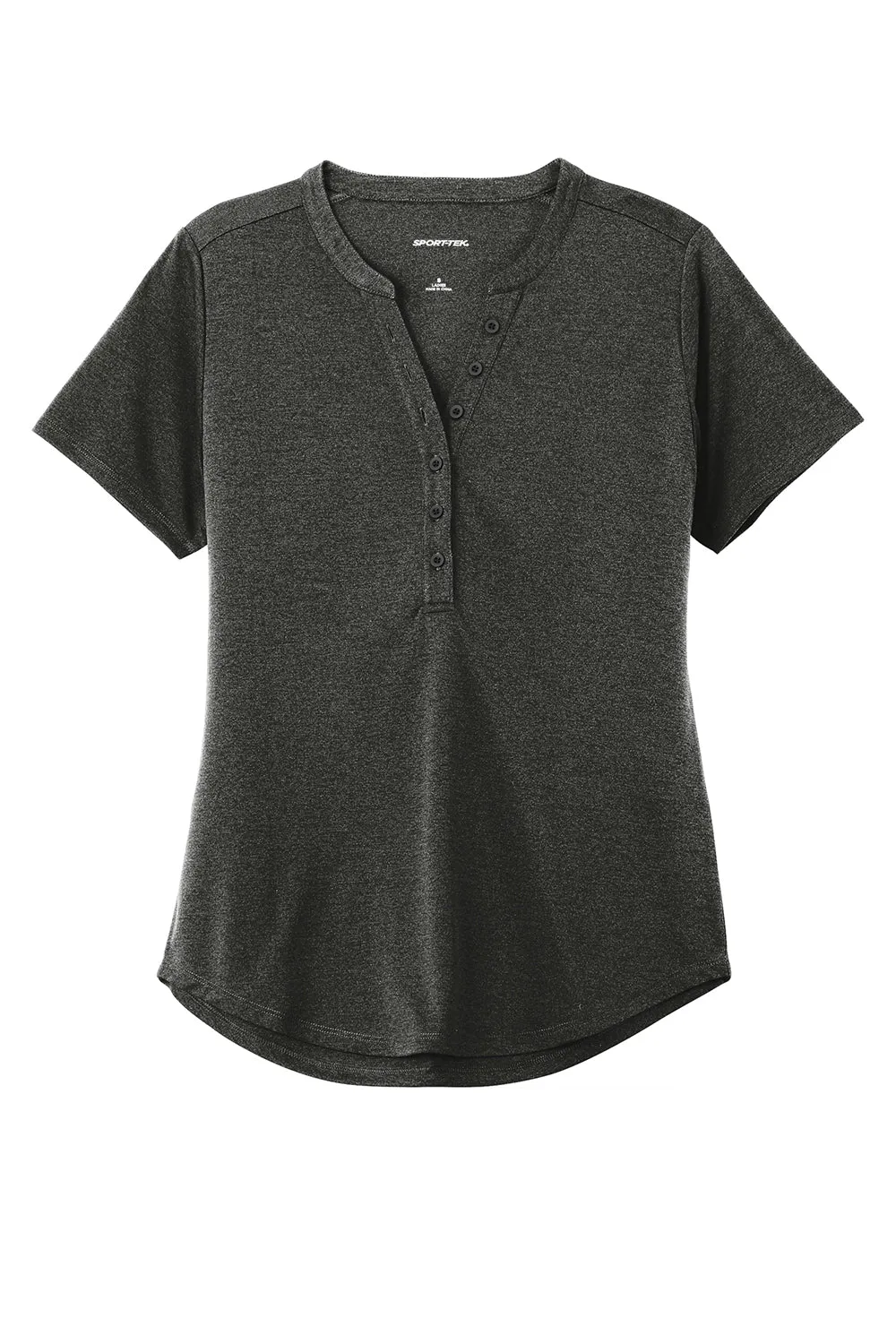 Sport-Tek Womens Endeavor Moisture Wicking Short Sleeve Polo Shirt - Heather Black - Closeout