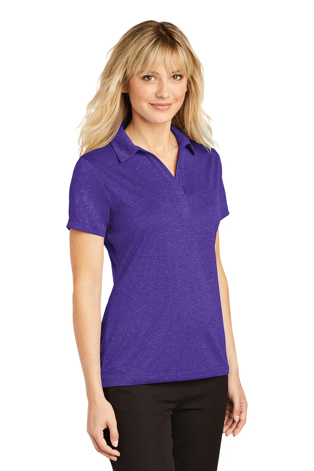 Sport-Tek Womens Heather Contender Moisture Wicking Short Sleeve Polo Shirt - Heather Varsity Purple