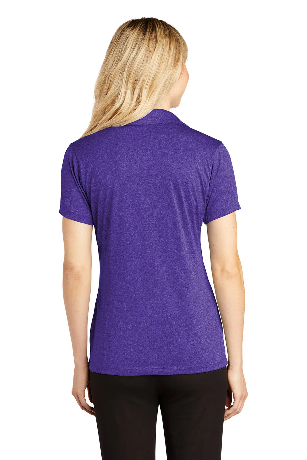 Sport-Tek Womens Heather Contender Moisture Wicking Short Sleeve Polo Shirt - Heather Varsity Purple