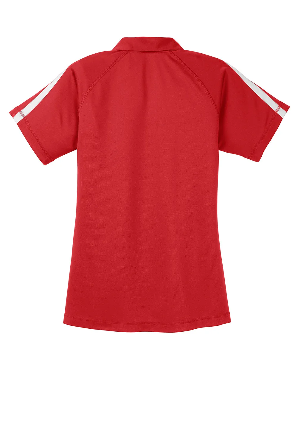 Sport-Tek Womens Micro-Mesh Moisture Wicking Short Sleeve Polo Shirt - True Red/White