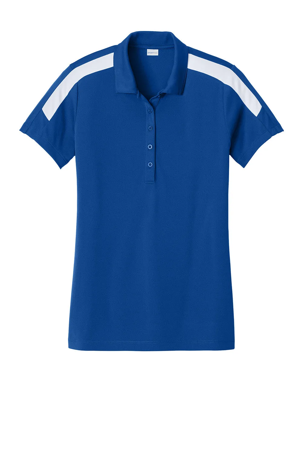 Sport-Tek Womens Moisture Wicking Competitor United Short Sleeve Polo Shirt - True Royal Blue/White