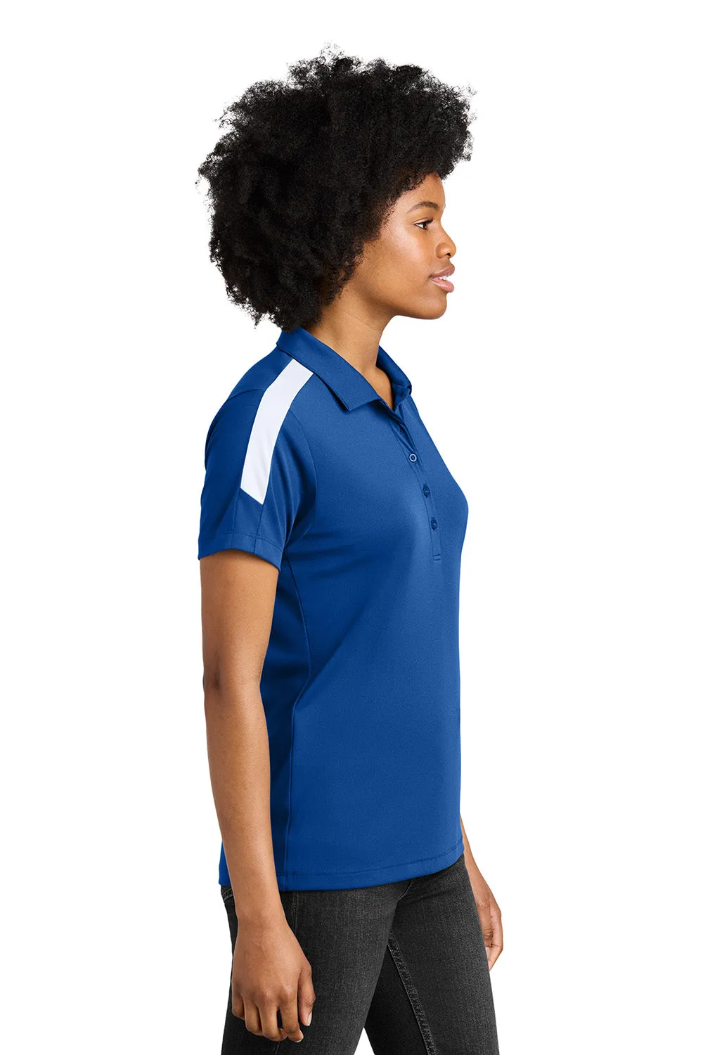 Sport-Tek Womens Moisture Wicking Competitor United Short Sleeve Polo Shirt - True Royal Blue/White