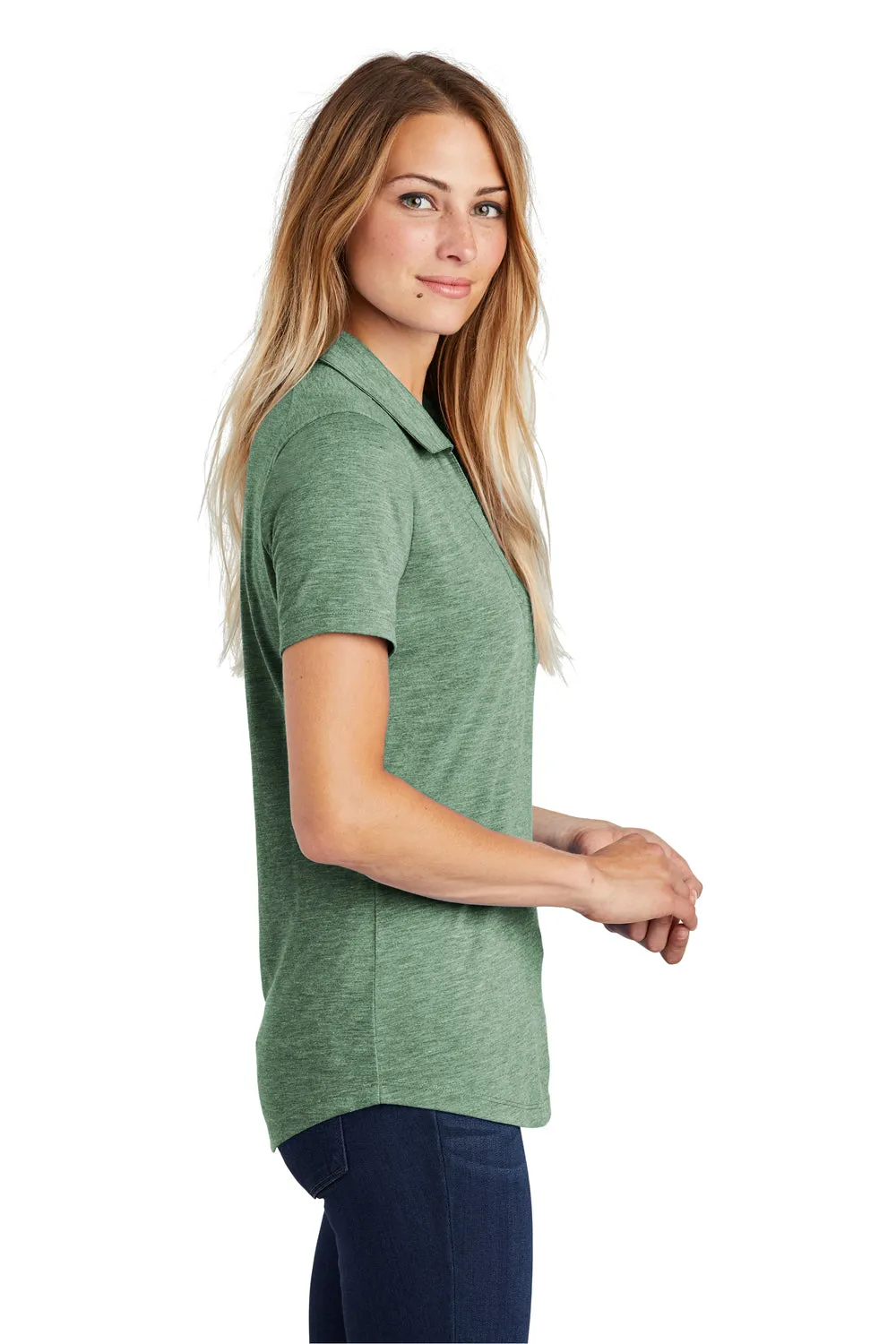 Sport-Tek Womens Moisture Wicking Short Sleeve Polo Shirt - Heather Forest Green