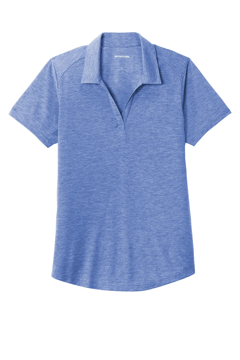Sport-Tek Womens Moisture Wicking Short Sleeve Polo Shirt - Heather True Royal Blue