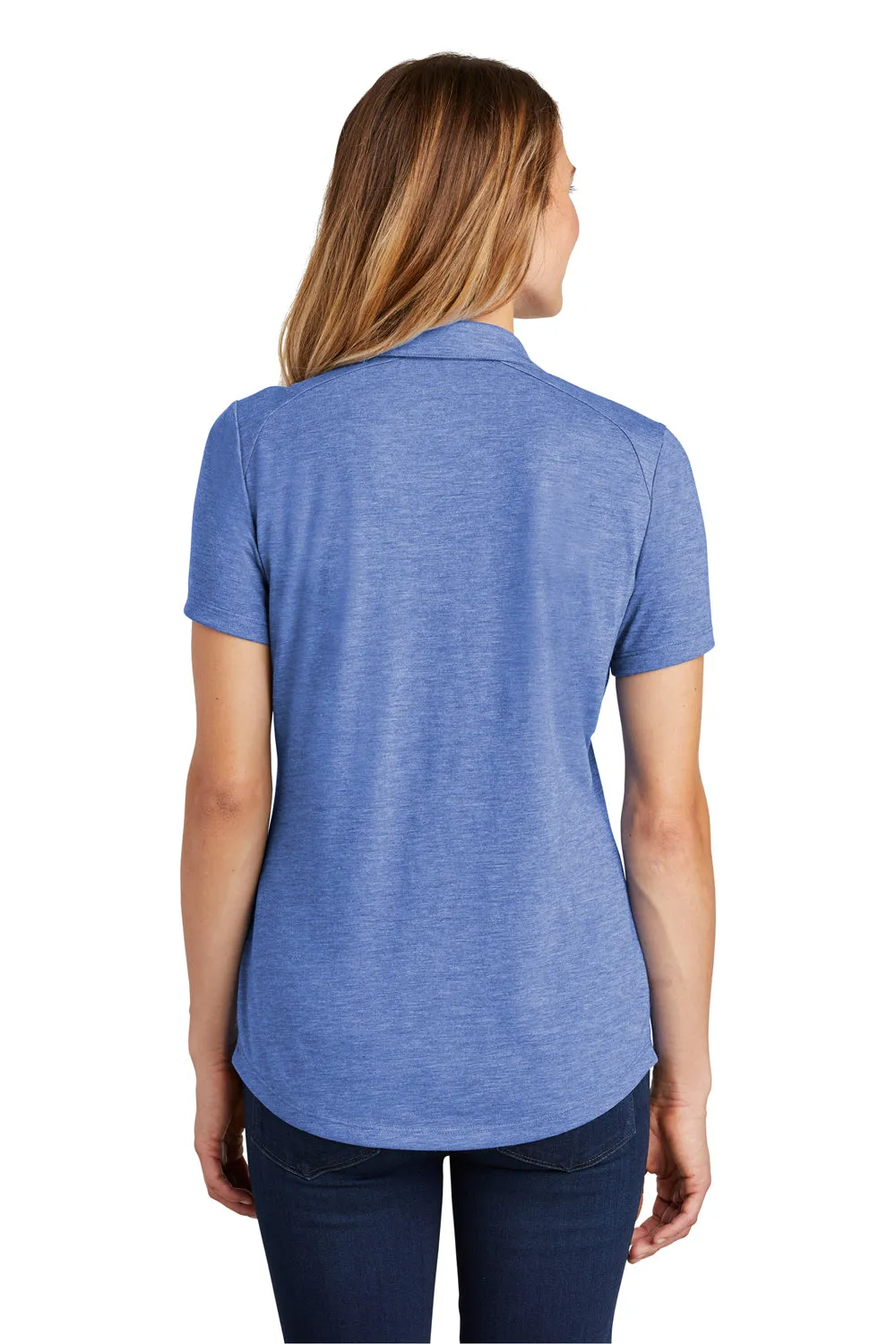 Sport-Tek Womens Moisture Wicking Short Sleeve Polo Shirt - Heather True Royal Blue