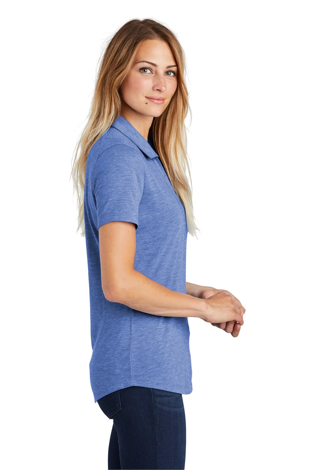Sport-Tek Womens Moisture Wicking Short Sleeve Polo Shirt - Heather True Royal Blue