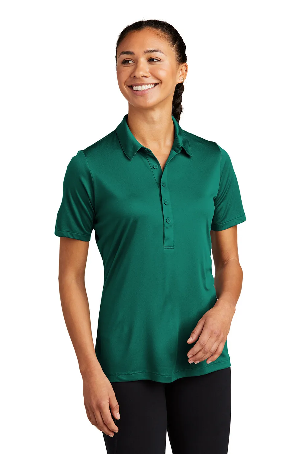 Sport-Tek Womens Moisture Wicking Short Sleeve Polo Shirt - Marine Green - Closeout
