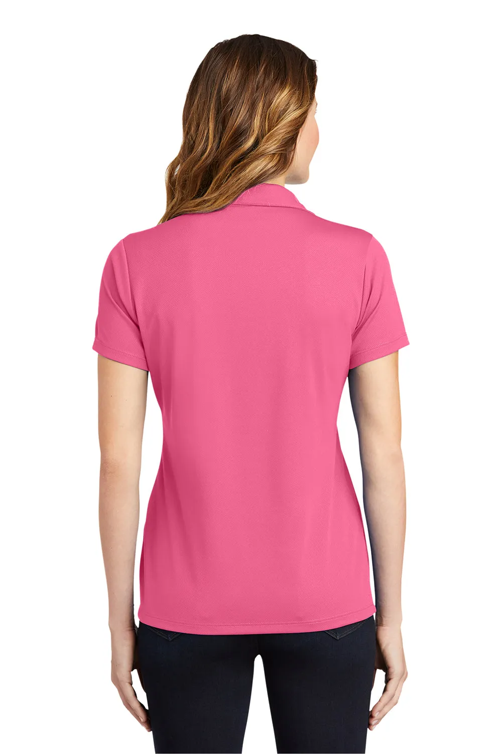Sport-Tek Womens RacerMesh Moisture Wicking Short Sleeve Polo Shirt - Bright Pink