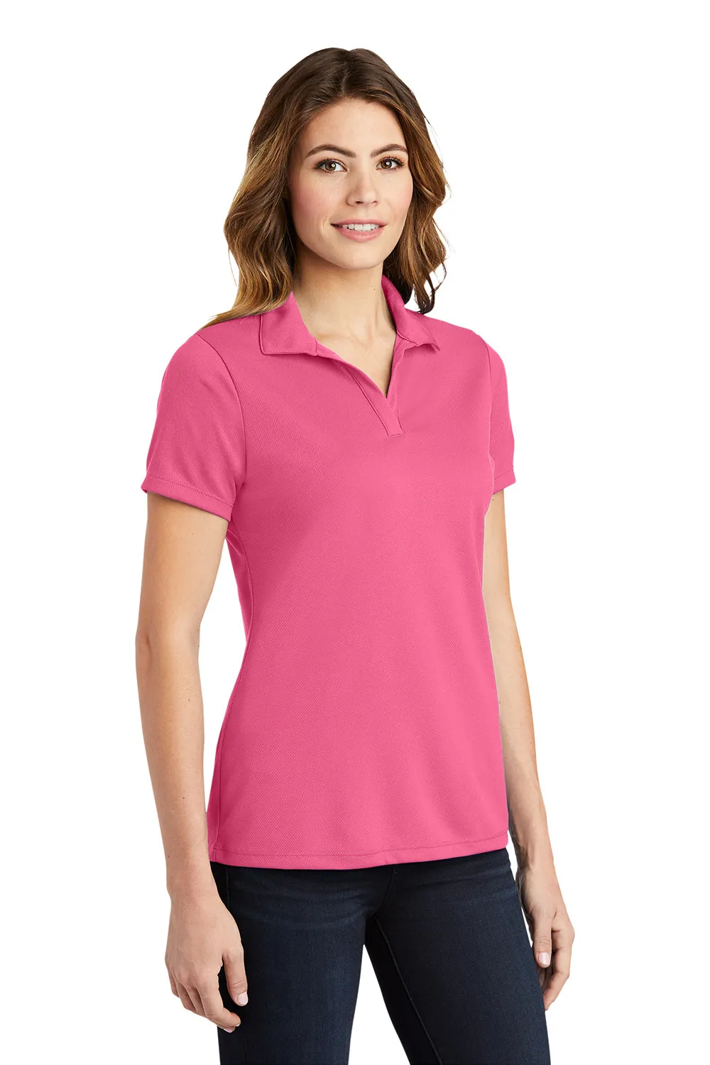 Sport-Tek Womens RacerMesh Moisture Wicking Short Sleeve Polo Shirt - Bright Pink