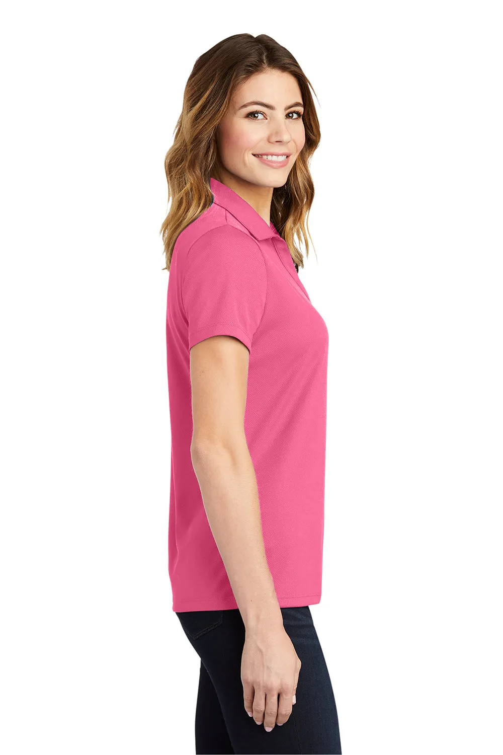 Sport-Tek Womens RacerMesh Moisture Wicking Short Sleeve Polo Shirt - Bright Pink