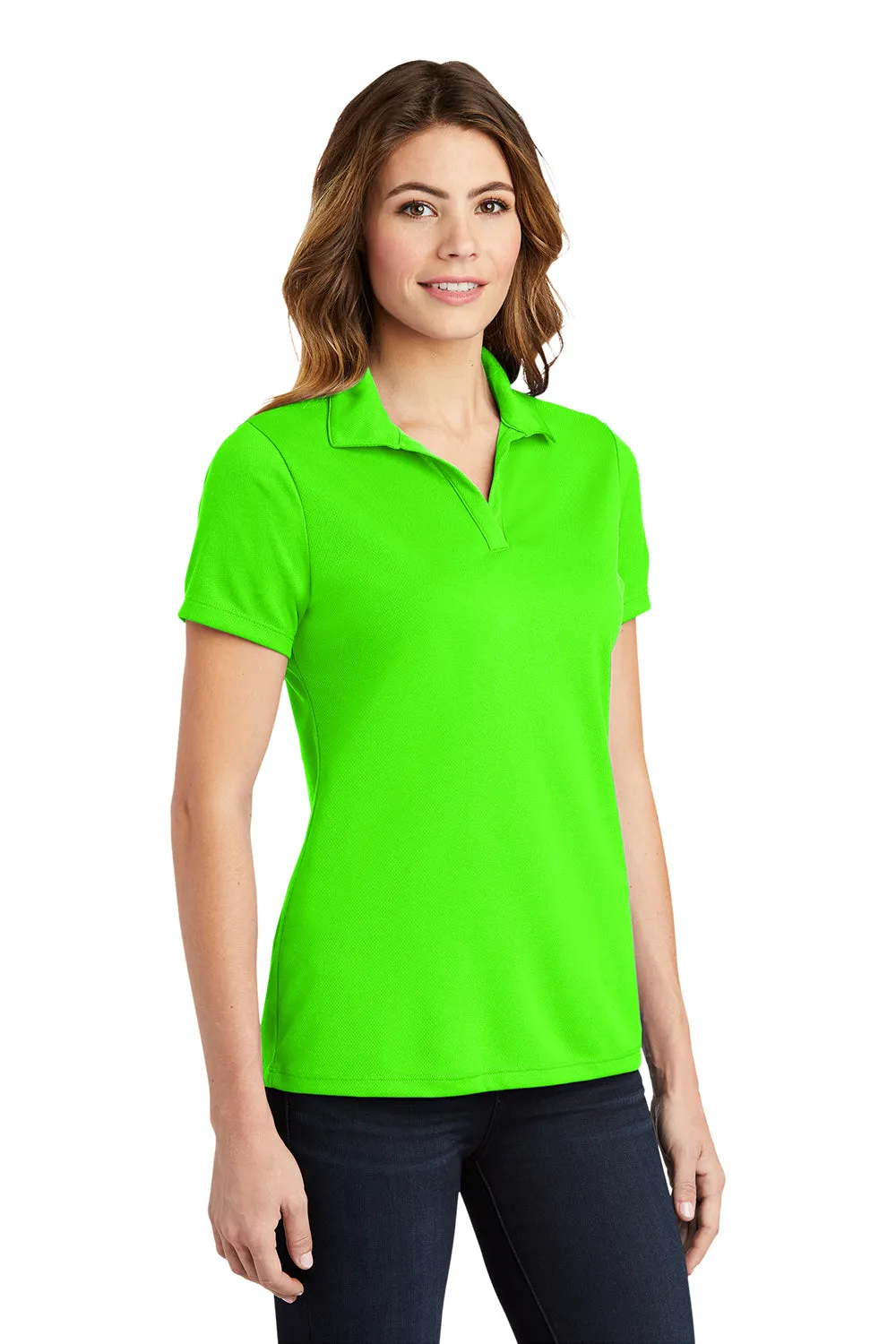 Sport-Tek Womens RacerMesh Moisture Wicking Short Sleeve Polo Shirt - Neon Green