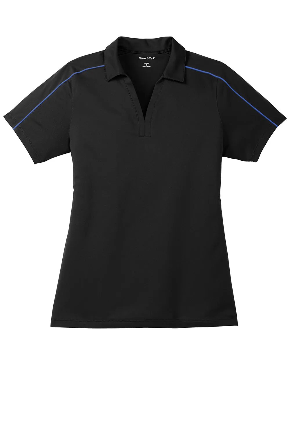 Sport-Tek Womens Sport-Wick Moisture Wicking Short Sleeve Polo Shirt - Black/True Royal Blue
