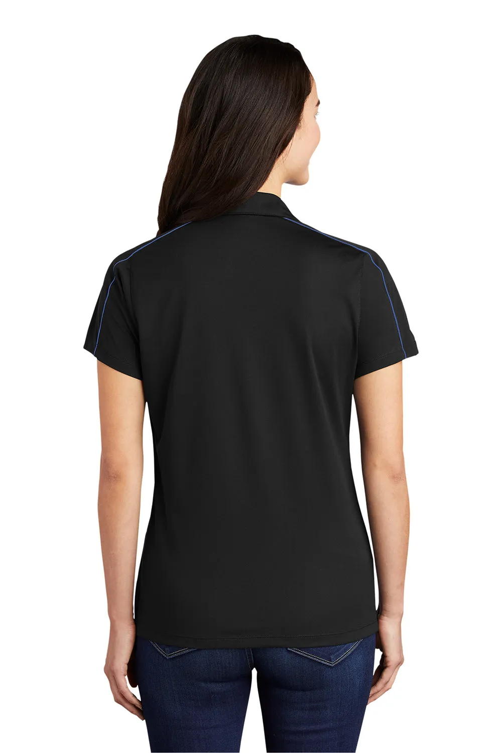 Sport-Tek Womens Sport-Wick Moisture Wicking Short Sleeve Polo Shirt - Black/True Royal Blue